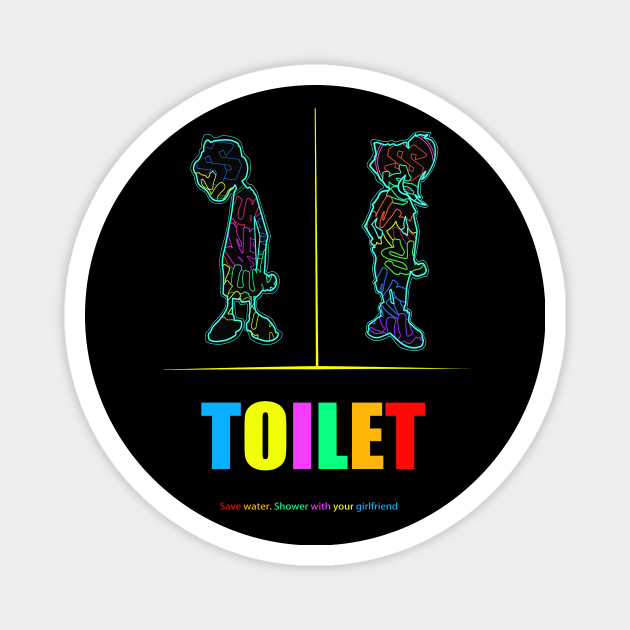 Dope woman and man toilet icon drawing from Slluks original Magnet by slluks_shop